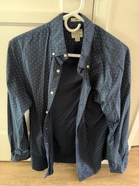J. Crew Navy Polka Dot Slim Button-Up Shirt